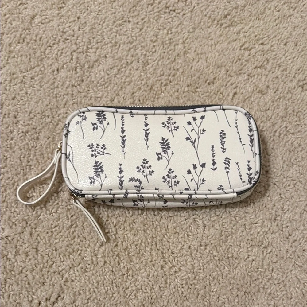 Pencil/Make-Up Case White with Black Floral Design